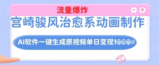 宫崎骏风治愈系动画制作，AI软件一键生成原创视频流量爆炸，单日变现多张，详细实操流程-狗哥口子