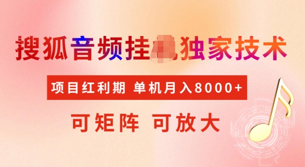 首发搜狐音频挂JI，项目红利期，可矩阵可放大，稳定月入5k【揭秘】-狗哥口子