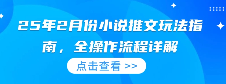 25年2月份小说推文玩法指南，全操作流程详解-狗哥口子