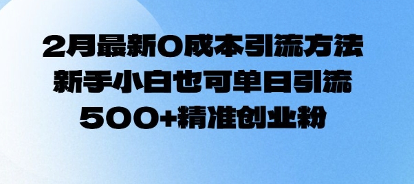 2月最新0成本引流方法，新手小白也可单日引流500+精准创业粉-狗哥口子