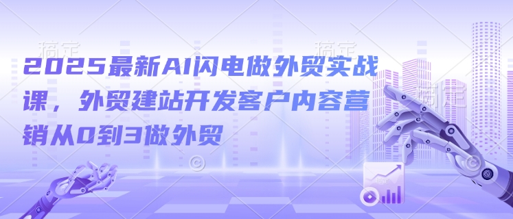 2025最新AI闪电做外贸实战课，外贸建站开发客户内容营销从0到3做外贸-狗哥口子