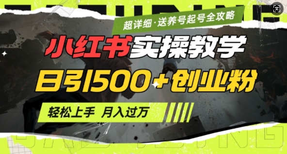 2月小红书最新日引500+创业粉实操教学【超详细】小白轻松上手，月入1W+，附小红书养号起号SOP2-狗哥口子