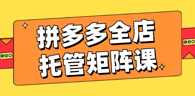 拼多多全店托管矩阵课，盈利动销玩法，高效计划设置，提升店铺效益-狗哥口子