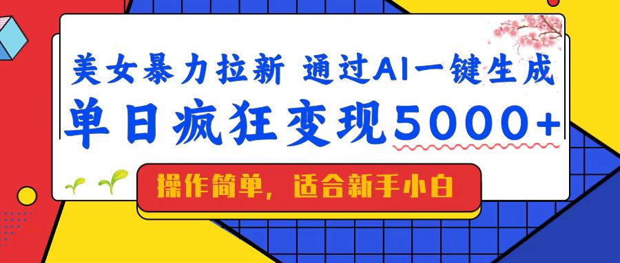 美女暴力拉新，通过AI一键生成，单日疯狂变现5000+，纯小白一学就会！-狗哥口子