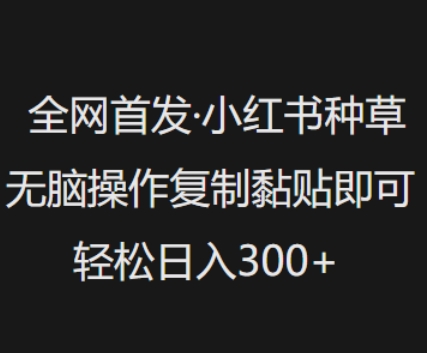 全网首发，小红书种草无脑操作，复制黏贴即可，轻松日入3张-狗哥口子