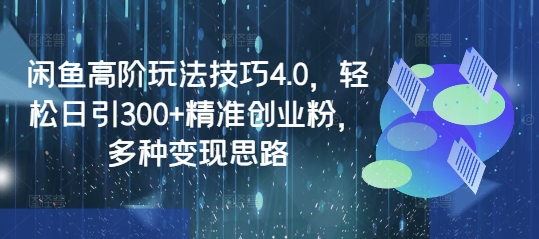 闲鱼高阶玩法技巧4.0，轻松日引300+精准创业粉，多种变现思路-狗哥口子