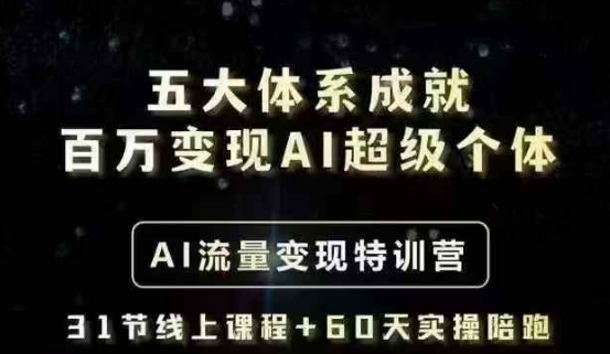 五大体系成就百万变现AI超级个体- AI流量变现特训营，一步一步教你一个人怎么年入百W-狗哥口子