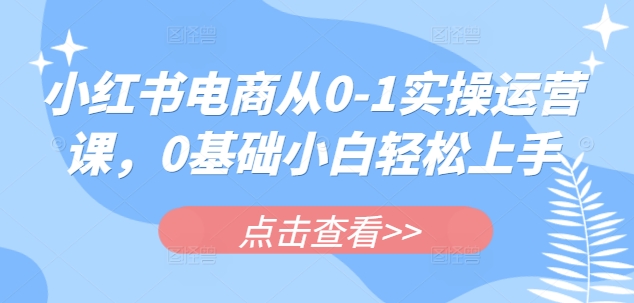 小红书电商从0-1实操运营课，0基础小白轻松上手-狗哥口子